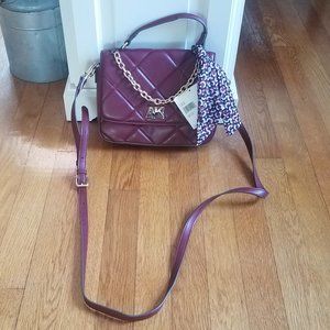 New ANNE KLEIN CAROLINE Rhubarb Quilted PURSE
